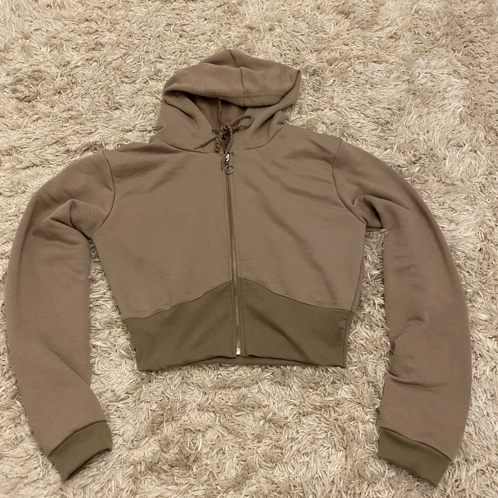 PLT brown zip up sweater
